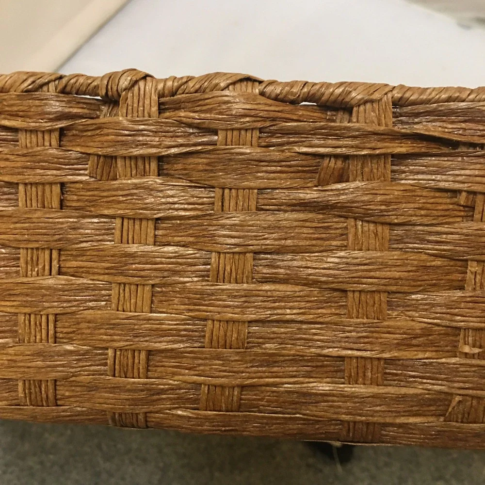 Woven Storage Basket Home OS Brown Rectangular Handle Tray Cottagecore Farmhouse
